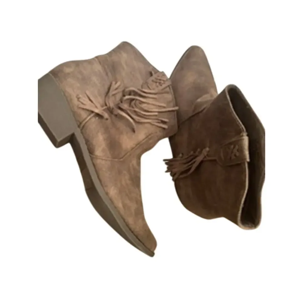 Arizona Jean Co. Faux-Suede Fringe Ankle Boots